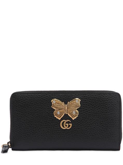 gucci leather zip around wallet with butterfly|original Gucci wallet.